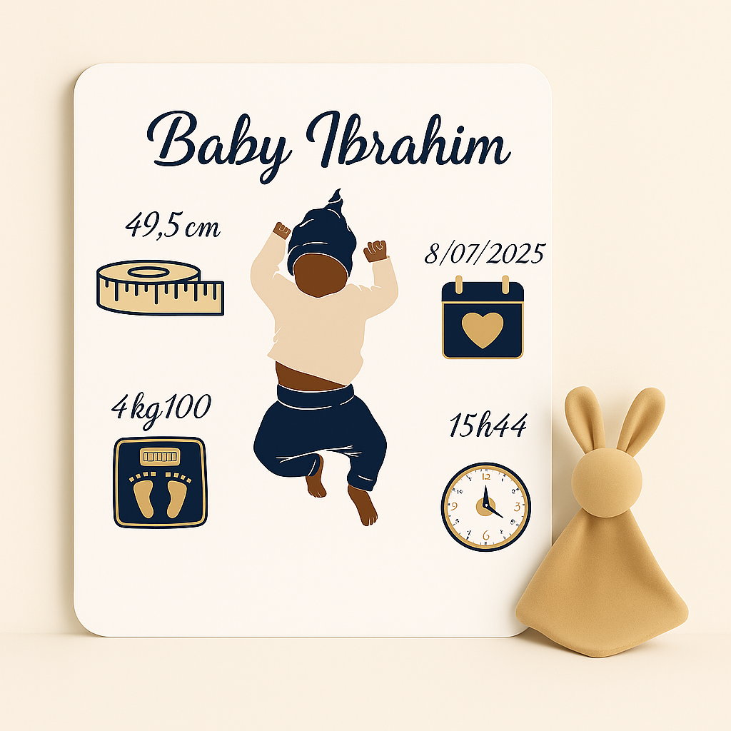 Carte de naissance personnalisée - Modèle garçon