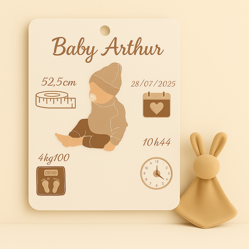 Carte de naissance personnalisée - Modèle garçon