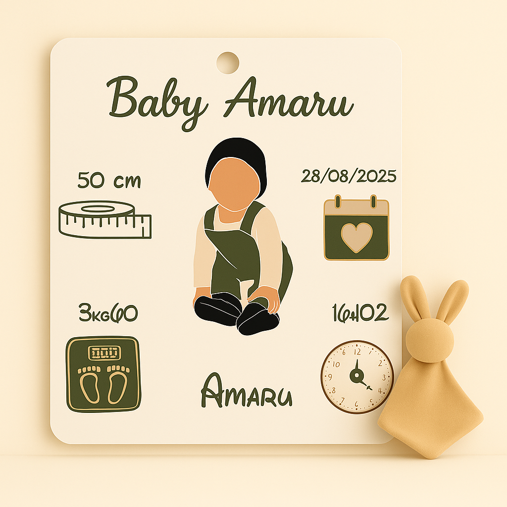 Carte de naissance personnalisée - Modèle garçon