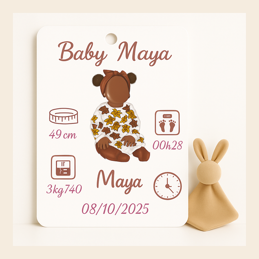 Carte de naissance personnalisée - Modèle fille